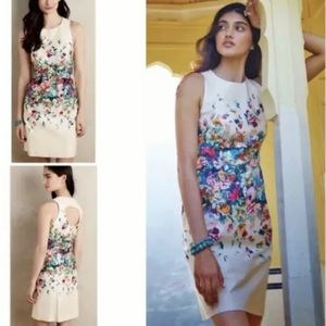 Maeve Anthropologie Tea Garden Cream Floral Sleeveless Mini Dress